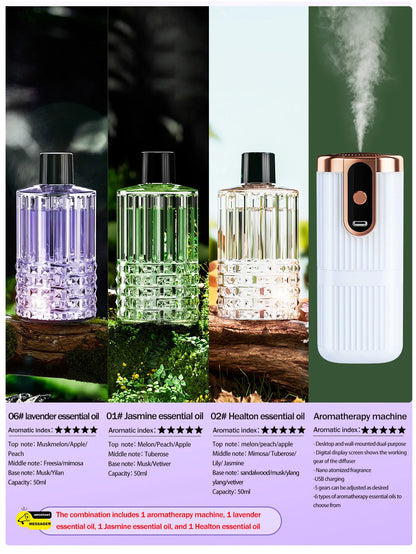 Rechargeable Mini Essential Oil Diffuser 5 Gear Aromatherapy Machine Large Mist Air Humidifier for Home Car Office Use