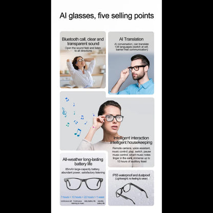 AI Intelligent Translation Bluetooth Glasses 135 Online Language AI Automatic Dialogue Translation Bluetooth Translation Glasses