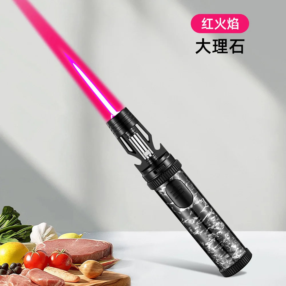 BBQ Barbecue Powerful Metal Gas Lighter Windproof Turbo Jet Red Blue Flame Kitchen Torch Cigar Smoking Accessories