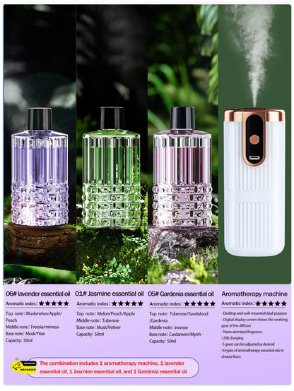 Rechargeable Mini Essential Oil Diffuser 5 Gear Aromatherapy Machine Large Mist Air Humidifier for Home Car Office Use