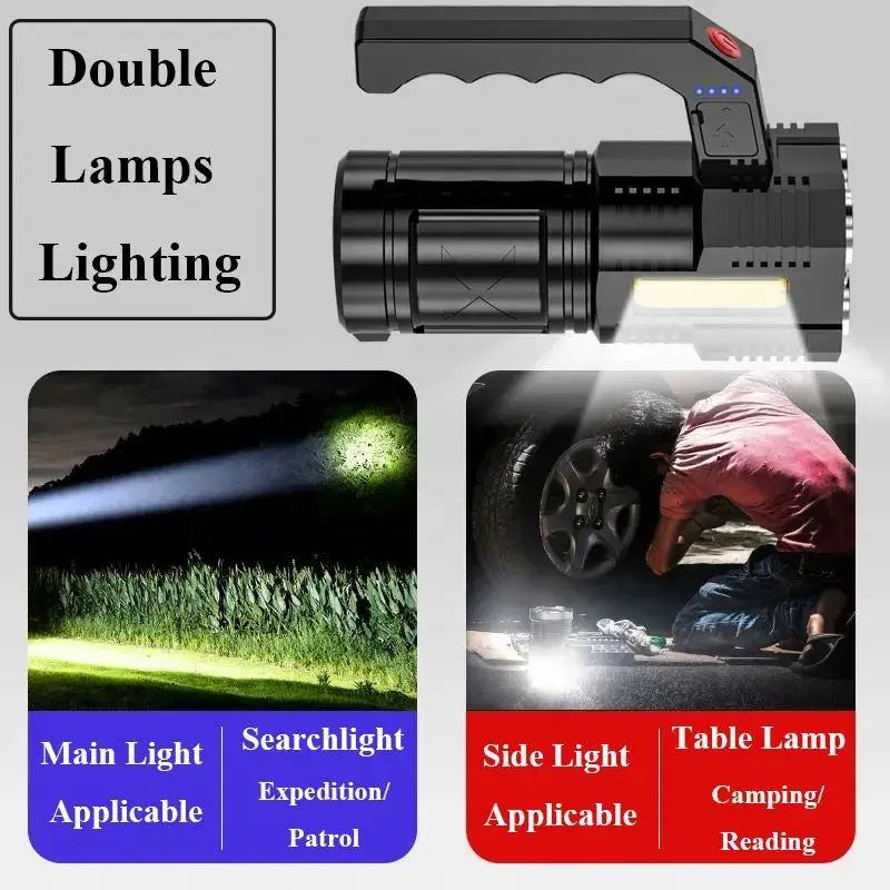High Power Led Flashlights Quad-Core Powerful Flashlight USB Rechargeable Led Flashlight Camping Ultra Bright Torch Flightlight