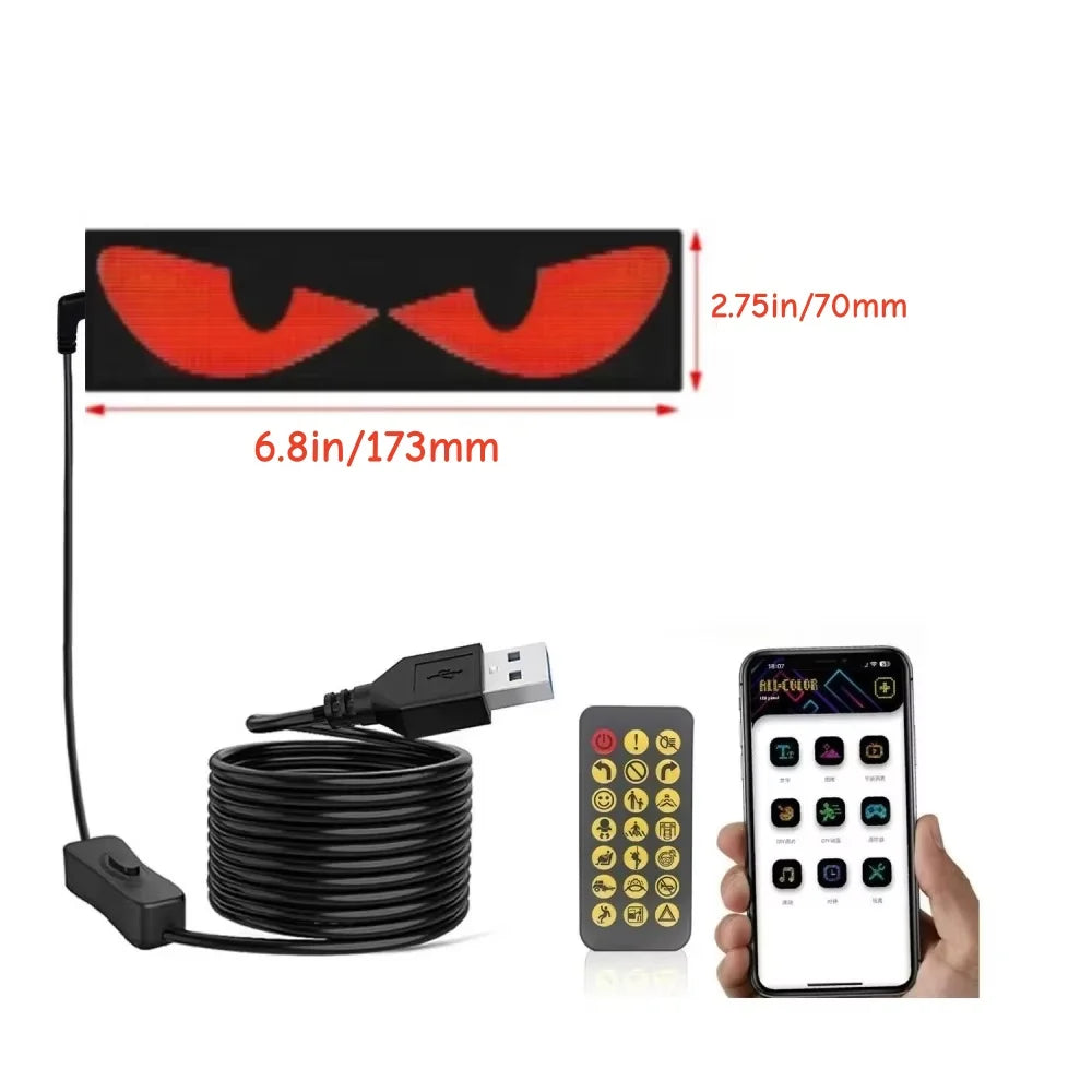 Programmable LED Devil Eyes Light for Cars - 23" x 4.7" Scrolling Display for Vehicle Windows and Festivals