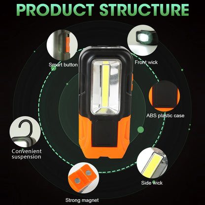 Portable Torch Strong Magnet COB LED Flashlight 3 Mode Battery Operated Latern Waterproof Mini Torch for Outdoor Camping