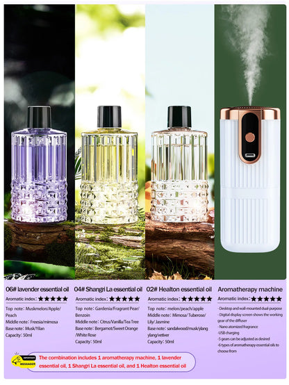 Rechargeable Mini Essential Oil Diffuser 5 Gear Aromatherapy Machine Large Mist Air Humidifier for Home Car Office Use