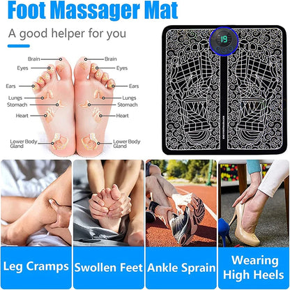 EMS Foot Massager Pad USB Rechargeabl Reflexology Foot Acupoint Massage Muscle Stimulation Improve Blood Circulation Relief Pain