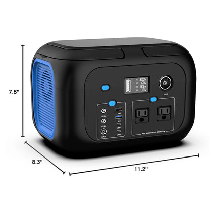Portable Power Station with 600W/300W/200W/120W Output, 110V AC Outlets, Solar Generator and Energy Storage Solution for Camping, Travel, RV, and Home Use