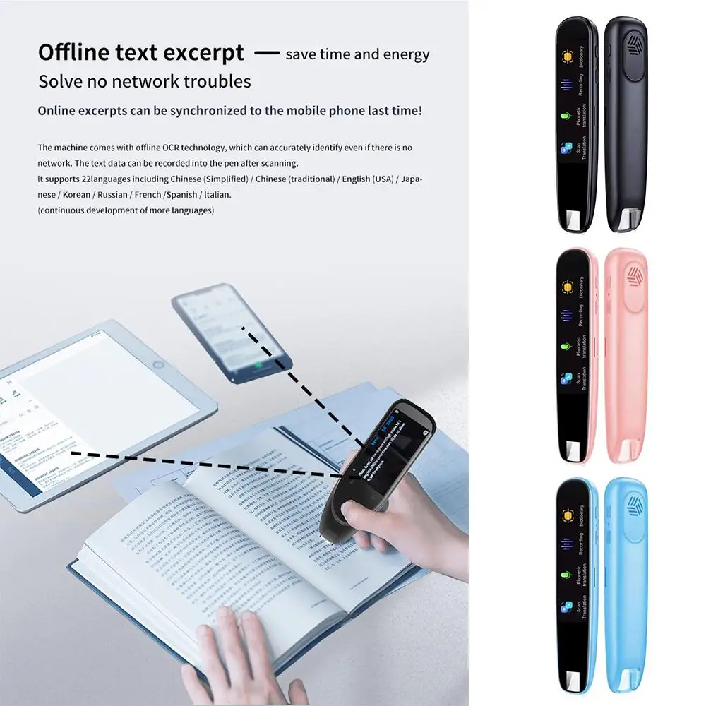 Intelligent Scanning Dictionary Pen Online Support 112 Languages Instant Smart Voice Translator for Teacher Student Studying