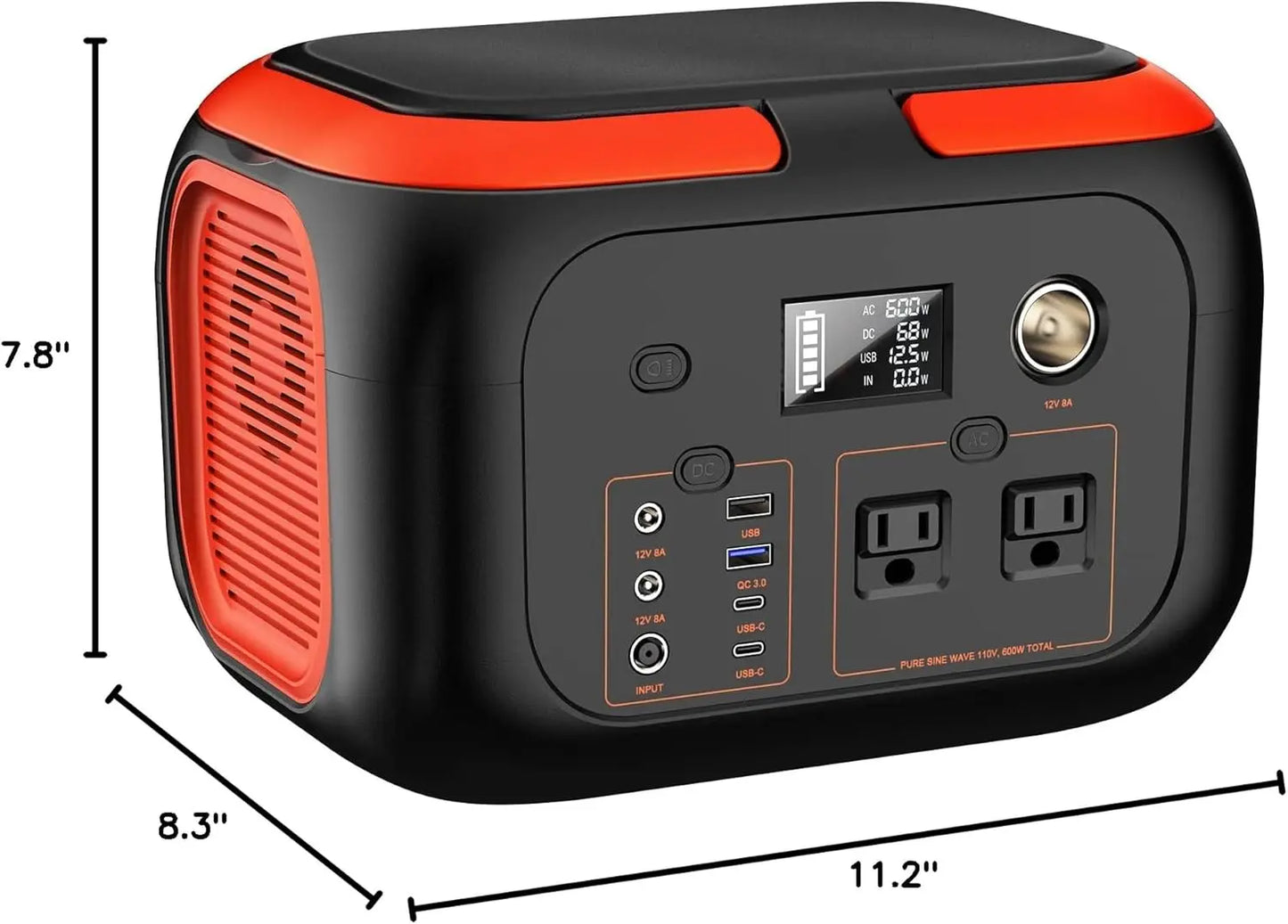 Portable Power Station with 600W/300W/200W/120W Output, 110V AC Outlets, Solar Generator and Energy Storage Solution for Camping, Travel, RV, and Home Use