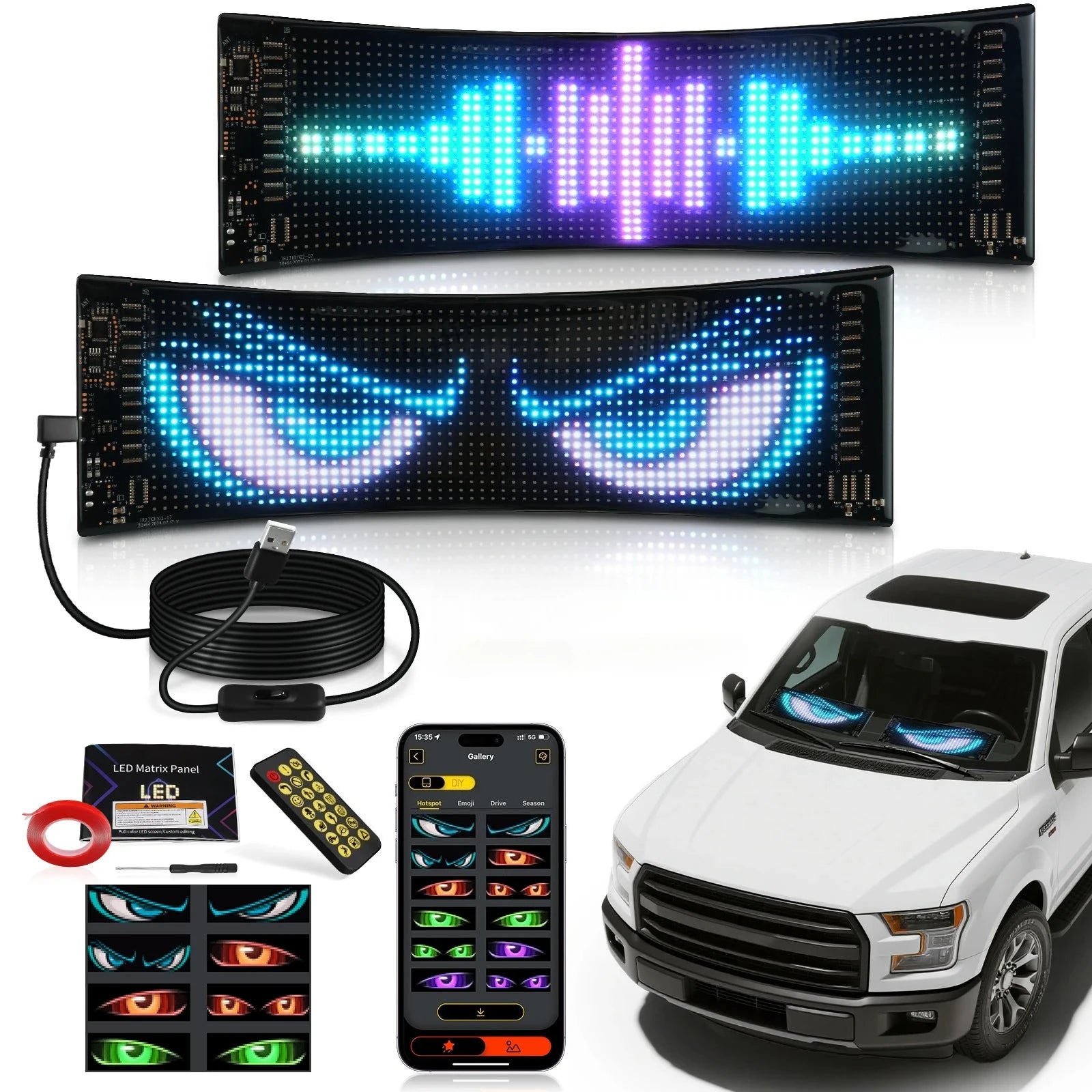 LED Devil Eyes Programmable and Flexible Board for Windshield