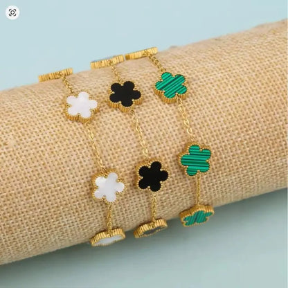 Elegant Adjustable Five-Leaf Flower Stainless Steel Bracelet for Women - Trendy Jewelry for Parties, Birthdays, and Everyday Wear