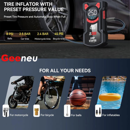 Car Jump Starter Air Compressor with Power Bank Portable Electric Pump Battery Booster 12V Jump Box with Flashlight