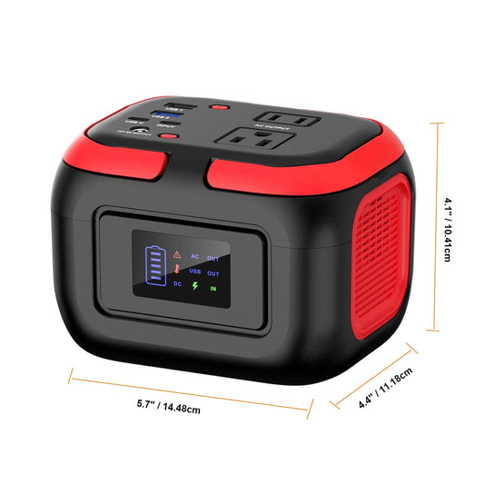Portable Power Station with 600W/300W/200W/120W Output, 110V AC Outlets, Solar Generator and Energy Storage Solution for Camping, Travel, RV, and Home Use