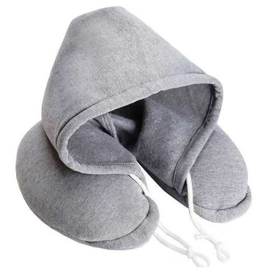 U-Shape Soft Comfortable Hooded Neck Travel Pillow Airplane Pillow with Hoodie