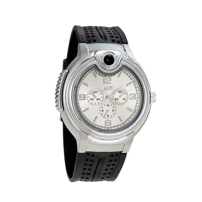 Metal Open Flame Lighter Watch - Creative Sports Design for Men with Adjustable Flame