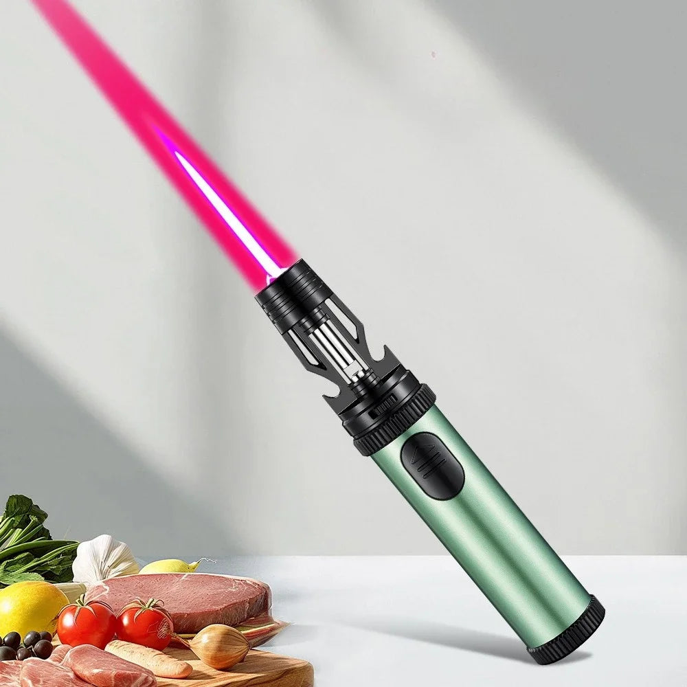 BBQ Barbecue Powerful Metal Gas Lighter Windproof Turbo Jet Red Blue Flame Kitchen Torch Cigar Smoking Accessories