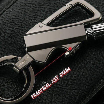 Outdoor Multifunctional Portable Match Keychain, Fuel Lighter, Metal, Camping Ignition Tool, Men'S Gadget