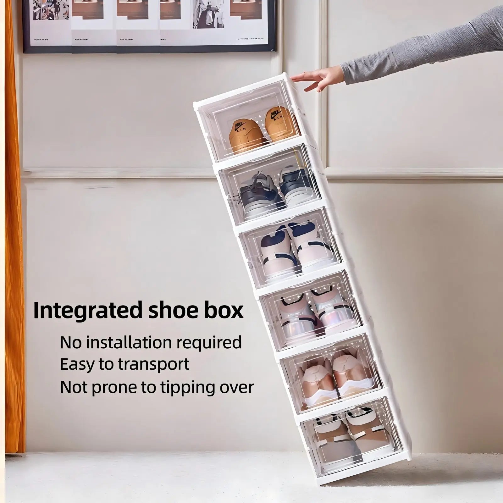 Foldable Clear Shoe Storage Organizer - Stackable Dustproof Sneaker Box Rack for Closet, Dorm, and Apartment