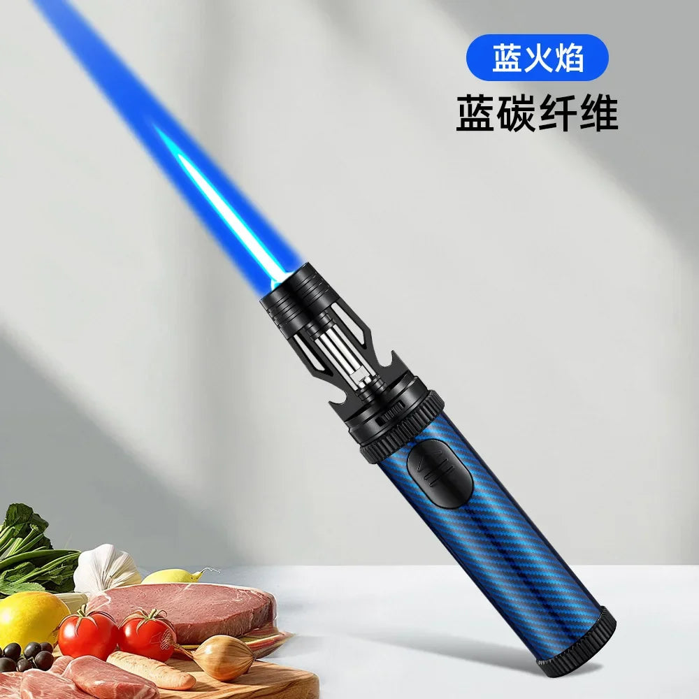 BBQ Barbecue Powerful Metal Gas Lighter Windproof Turbo Jet Red Blue Flame Kitchen Torch Cigar Smoking Accessories