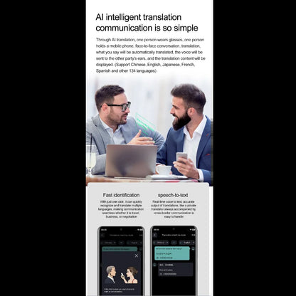 AI Intelligent Translation Bluetooth Glasses 135 Online Language AI Automatic Dialogue Translation Bluetooth Translation Glasses