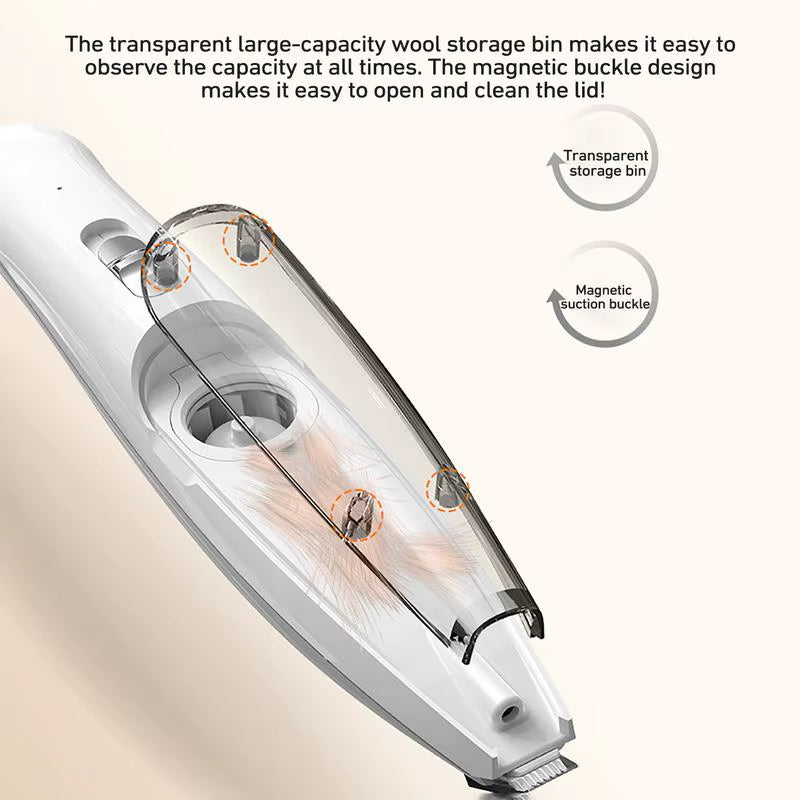 Clear Bin Cat Hair Trimmer Cordless Vacuum Pet Clipper with Suction Rechargeable USB Low Noise Electric Dog Groomer