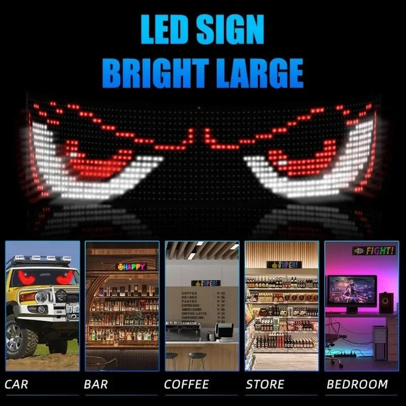 Programmable LED Devil Eyes Light for Cars - 23" x 4.7" Scrolling Display for Vehicle Windows and Festivals
