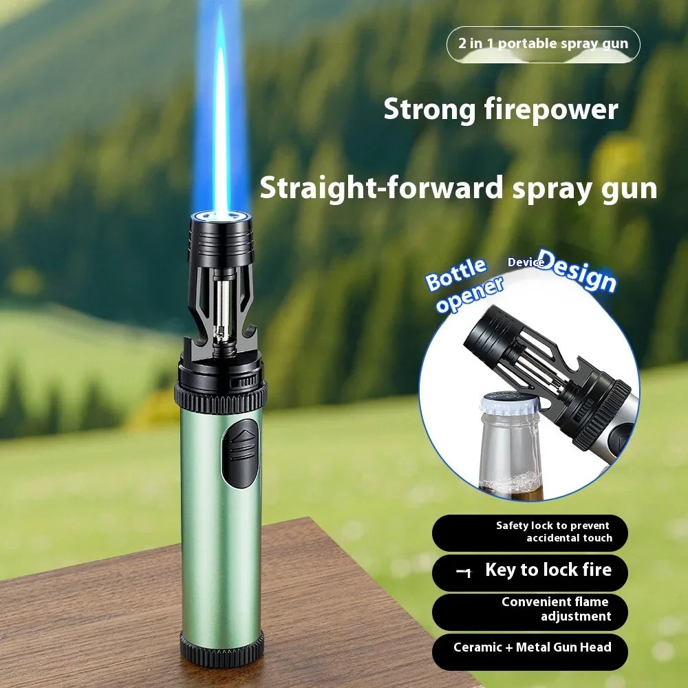 BBQ Barbecue Powerful Metal Gas Lighter Windproof Turbo Jet Red Blue Flame Kitchen Torch Cigar Smoking Accessories