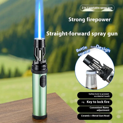 BBQ Barbecue Powerful Metal Gas Lighter Windproof Turbo Jet Red Blue Flame Kitchen Torch Cigar Smoking Accessories