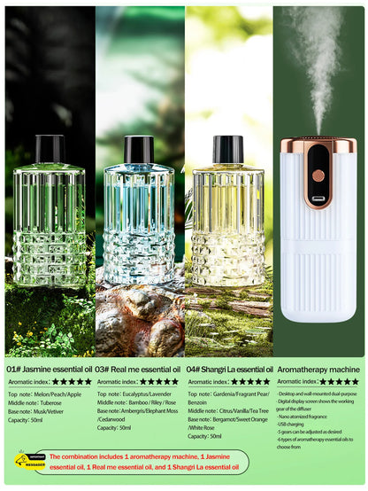 Rechargeable Mini Essential Oil Diffuser 5 Gear Aromatherapy Machine Large Mist Air Humidifier for Home Car Office Use
