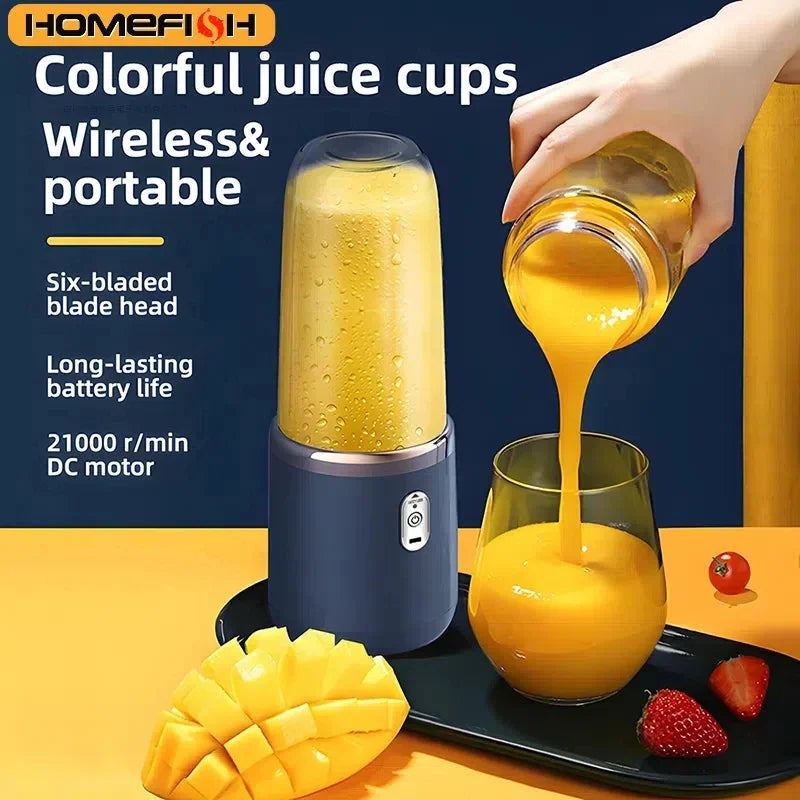 Portable Electric 400ml 6 Blades Juice Blender For Fresh Juice Smoothie