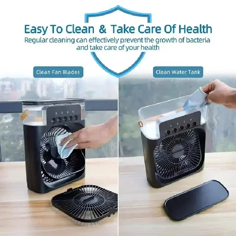 Portable Humidifier Fan Air Conditioners USB Electric Fan LED Night Light Water Mist Fun 3 in 1 Air Cooler Humidifie for Home