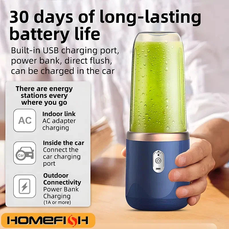 Portable Electric 400ml 6 Blades Juice Blender For Fresh Juice Smoothie