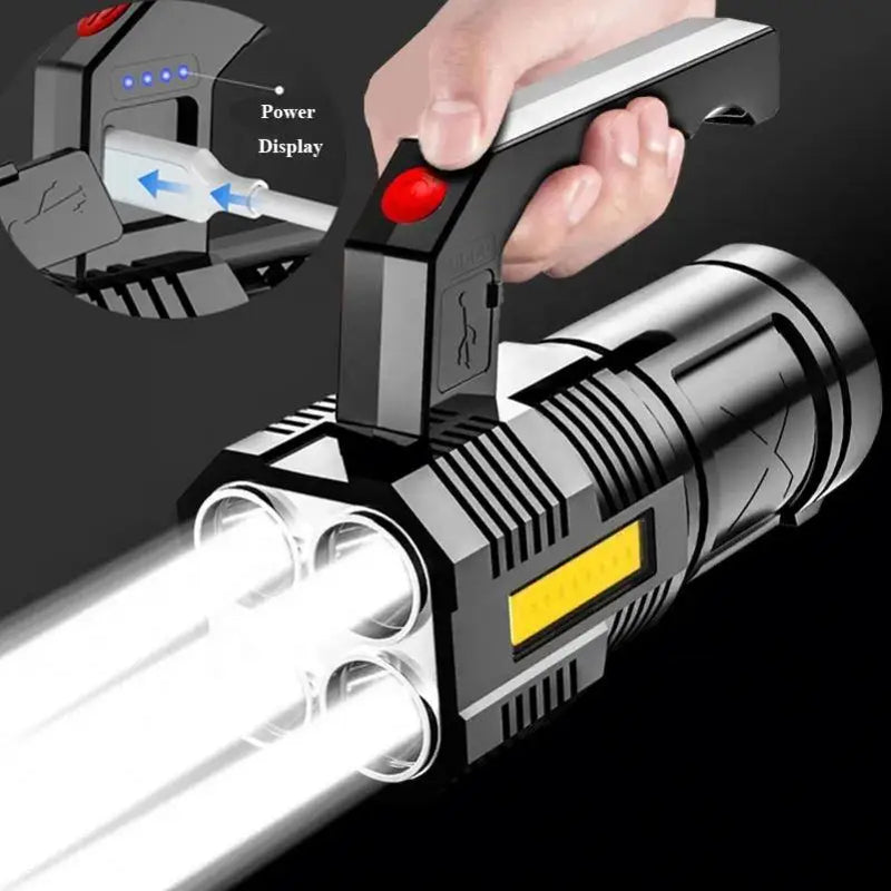 High Power Led Flashlights Quad-Core Powerful Flashlight USB Rechargeable Led Flashlight Camping Ultra Bright Torch Flightlight