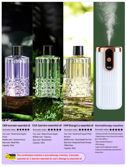 Rechargeable Mini Essential Oil Diffuser 5 Gear Aromatherapy Machine Large Mist Air Humidifier for Home Car Office Use