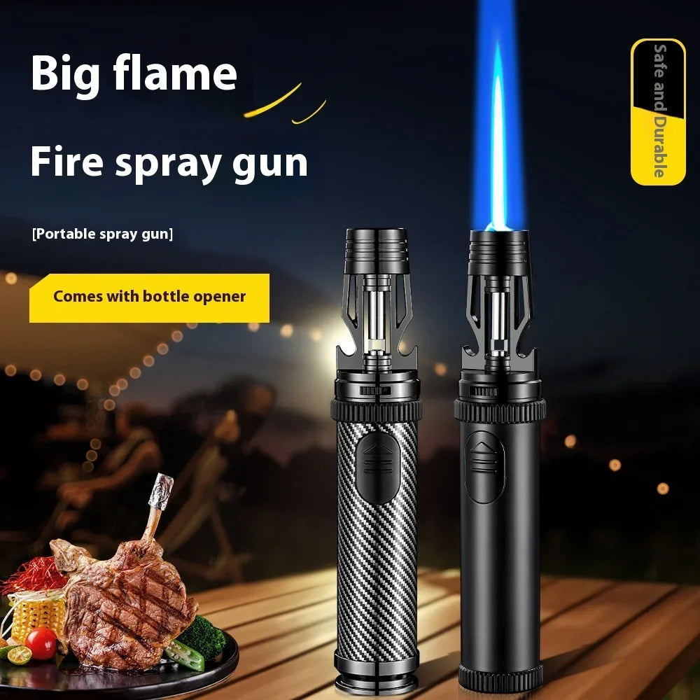 BBQ Barbecue Powerful Metal Gas Lighter Windproof Turbo Jet Red Blue Flame Kitchen Torch Cigar Smoking Accessories