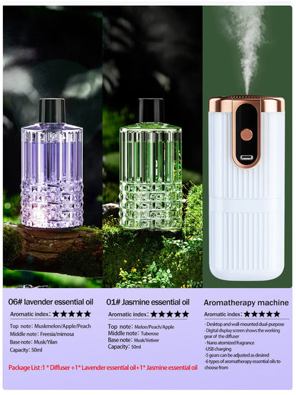 Rechargeable Mini Essential Oil Diffuser 5 Gear Aromatherapy Machine Large Mist Air Humidifier for Home Car Office Use