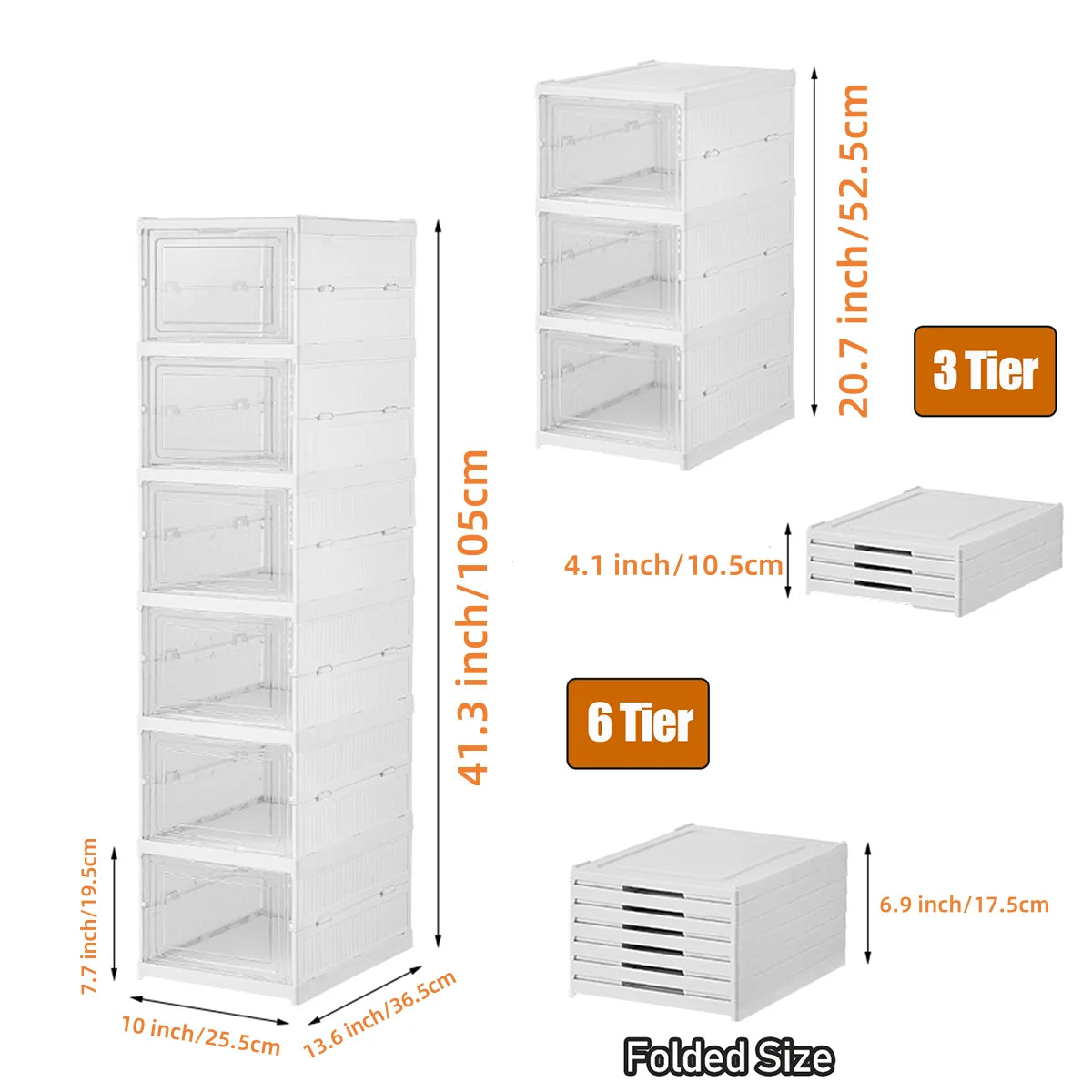 Foldable Clear Shoe Storage Organizer - Stackable Dustproof Sneaker Box Rack for Closet, Dorm, and Apartment