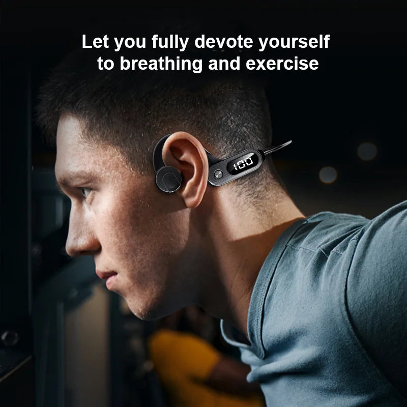 Bone Conduction Bluetooth 5.3 Earbuds Hanging Earhook IPX5 Running Sports Earphones with SD Card Play for Exercise Yoga Outdoor